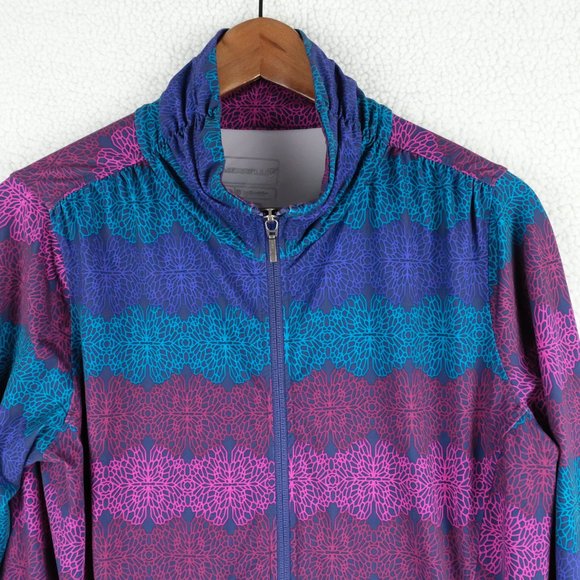 Merrell Jacket Womens Large Blue Purple Geometric Bomber Full Zip Outdoor - Picture 2 of 10